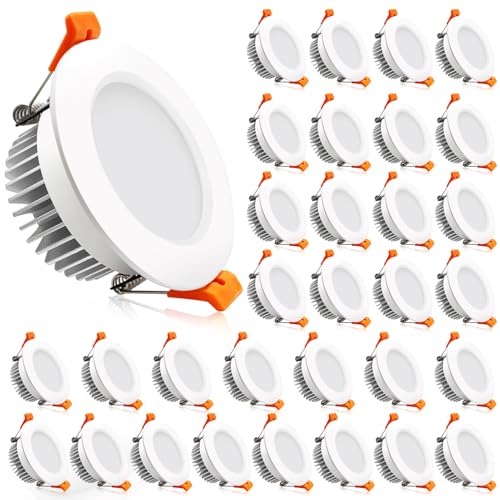 2 Inch LED Downlight, 32 Pack Recessed Lighting Dimmable Ceiling Light, 3W, 3000K Warm White, CRI80 with LED Driver(35W Halogen Equivalent) - color: Warm White, size: White/32 Pack