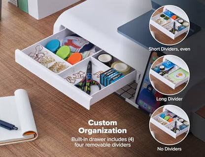 Bostitch Konnect Adjustable Monitor Riser with Drawer, Cell Phone Stand & Pencil Holder, Laptop Stand for Desk, 4 Height Levels, Cable Management & Rubber Feet - color: White, style: Deluxe Laptop Stand Kit