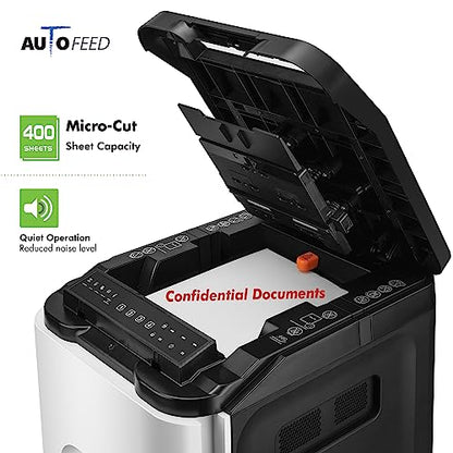 Aurora Commercial Grade 400-Sheet Autofeed High Security Micro Cut Paper and CD/Credit Card Shredder/ 240 Minutes Continuous Run Time Heavy Duty Shredder for Office/Security Level P-5 - size: 400-Sheet AutoFeed Micro Cut