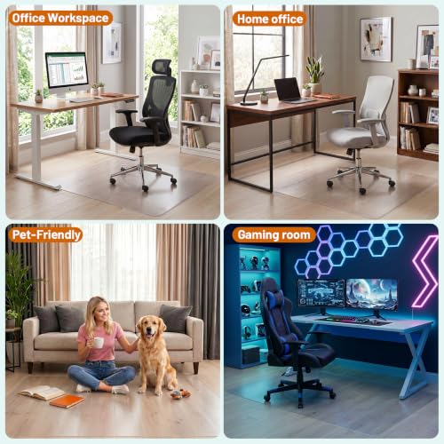 Clear Office Chair Mat for Hardwood Floors, Heavy Duty Protector | 36" x 48" Plastic Floor Mat for Rolling Desk Chairs, Home Office, Gaming Room, Tile and Laminate Floors - size: 36x 48inch- Clear