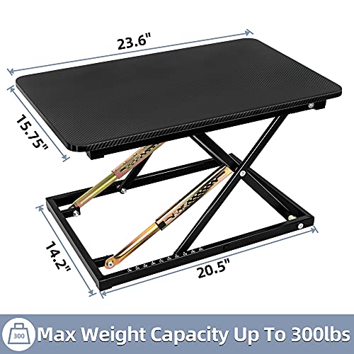 Standing Desk Converter, Height Adjustable Sit Stand Desk Converter, Fully Assembled Monitor Desk Riser for Standing or Sitting, Black, Pattern - color: Pattern-24in