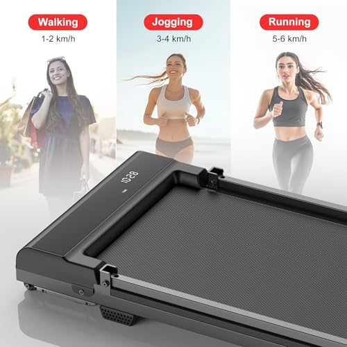 Walking Pad Treadmill for Home - Foldable Treadmills with Handle Bar Mini Portable Walk Pads Under Desk Small Spaces Compact Folding Electric Treadmills Office Walking and Running Machine Terluxra - color: Black