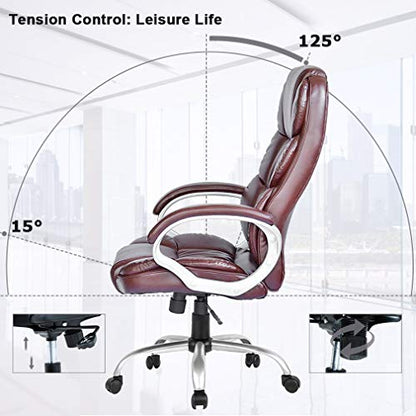 Office Chair Desk Chair Computer Chair Ergonomic Task Rolling Swivel Adjustable Stool High Back Executive Chair with Lumbar Support for Women Men,Brown - color: Brown