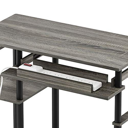Furinno Abbott Computer Desk with Bookshelf, French Oak Grey/Black - color: French Oak Grey/Black, size: 19 Inch Wide