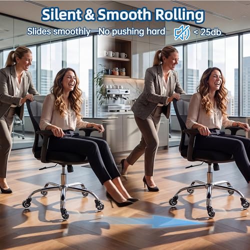 HOSALI 3 Inch Office Chair Wheels - Rubber Chair Casters Replacement, Heavy-Duty Computer Gaming Desk Caster Wheel Smooth & Safe Rolling for All Floors Including Hardwood and Carpet, Set of 5 - style: Modern-Black