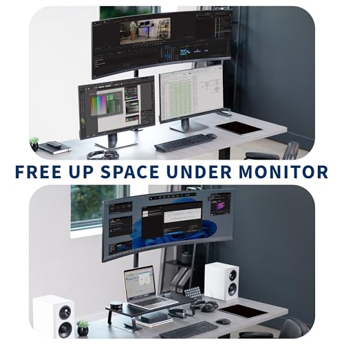 VIVO Single Ultra-Wide Monitor Desk Mount for up to 49 inch Ultrawide Screens, Extra Tall Heavy Duty Adjustable Stand Holds 44 lbs, Black, STAND-V100R - size: up to 49" screens, style: Extra Tall