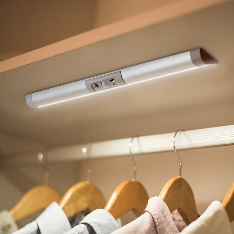 Joyzy Automatic Motion Sensor Closet Lights with Eye-Protection Design Closet Lighting, LED Rechargeable Cabinet Light Battery Operated Wardrobe Light for Wireless Pantry Sink (80Lumen, 6000k 80+CRI) - color: 1 Pack