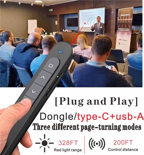 Presentation Clicker USB c, Hyperlink Volume Control Presentation Clicker,PowerPoint Clicker Presentation Remote， Pointer Slide Advancerwith USB-A&C Receiver， Computers, laptops,Mac Keynote,LBBYDDLL