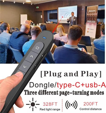 Presentation Clicker USB c, Hyperlink Volume Control Presentation Clicker,PowerPoint Clicker Presentation Remote， Pointer Slide Advancerwith USB-A&C Receiver， Computers, laptops,Mac Keynote,LBBYDDLL