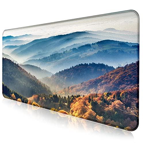 Large Mountain View Patterned Mouse Pad, Anti Slip Gaming Keyboard Desk Pad | Large Extended Mouse Pad; Full Desk Coverage; Waterproof Coating; Stable Anti-Slide Base For Gaming, Office, Study Daily Use - color: Mountain Landscape