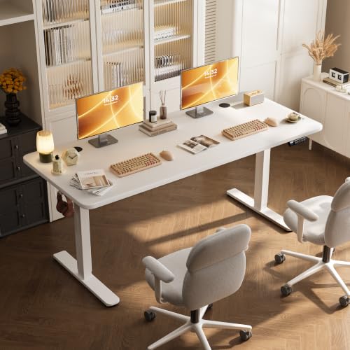Monomi 79" Large Electric Standing Desk,Height Adjustable for Two-Person - color: White, size: 79x31.5