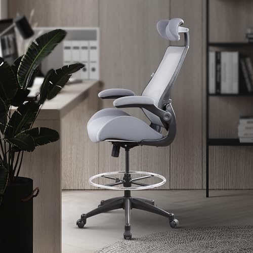 BOLISS Drafting Tall Office Chair 400lbs High Back Standing Desk Chair - color: Grey, size: BLS-2818HD