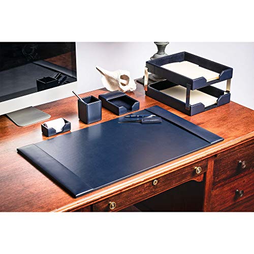 DACASSO Bonded Leather Desk Set - Luxury Leather Desk Pad & Desk Organization Essentials (Navy Blue, 8 Piece) - color: Navy Blue, style: 8 Piece