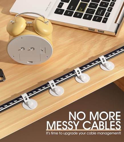 Cable Management Under Desk, Adhesive Cable Ties, 10Pack-White - color: White, size: 10 Pack