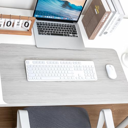 Elegant Wood Grain Leather Desk Pad, Non-Slip Large Mouse Pad Keyboard Mat (24" x 12"), Desk Blotter & Table Protector for Office Home, Oak Gray - color: Oak Gray