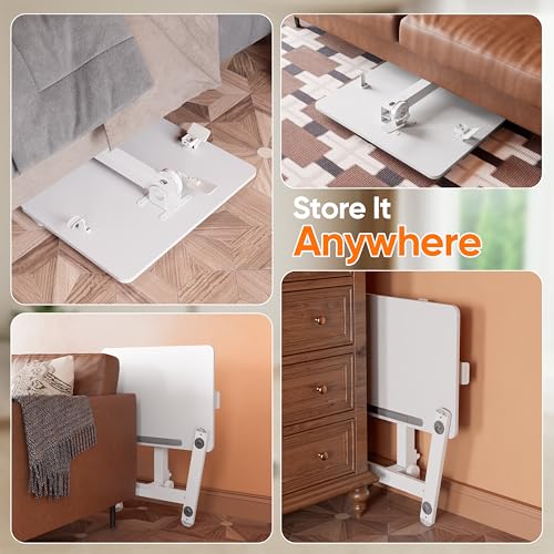 Monomi 25“ Mobile Folding Desk,Pneumatic Sit-Stand Table,No Assembly,White | Height Adjustable Rolling Laptop Desk,Space-Saving Portable Small Desk with Wheels,Ideal for Home Office,Craft & Study - color: White