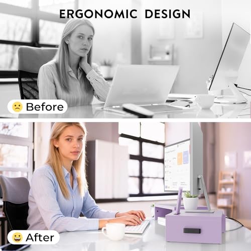 BONTEC Dual Monitor Stand Riser, Adjustable Length & Swivel Angle, Purple - color: Purple, size: 42.5 in