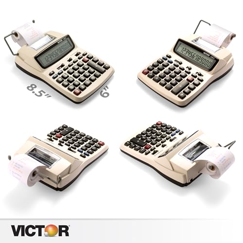 Victor 12-Digit Compact Adding Machine Printing Calculator, Fast 2.3 Lines-Per-Second Ink Roller Printer with Cost, Sell and Margin Keys, 20% Recycled Plastic Enclosure, White (1208-2) - size: 1.5" x 6" x 7.5"