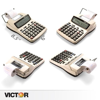 Victor 12-Digit Compact Adding Machine Printing Calculator, Fast 2.3 Lines-Per-Second Ink Roller Printer with Cost, Sell and Margin Keys, 20% Recycled Plastic Enclosure, White (1208-2) - size: 1.5" x 6" x 7.5"