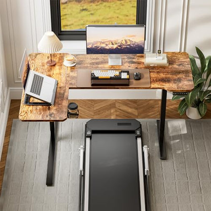 Acrolix L Shaped Electric Standing Desk, 51x31.5 Inch Reversible, Rustic Brown - color: Rustic Brown, size: 51