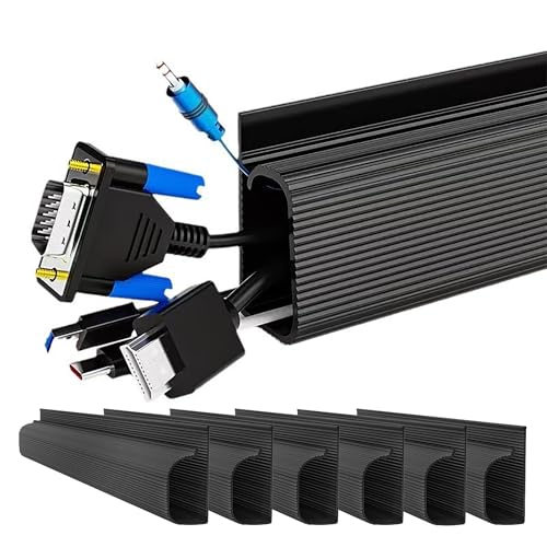 Cable Management Under Desk - 6 Pack 40CM Cord Organizer, Self-Adhesive Cable Organizer & Cord Hider, Wire Organizer for Desk