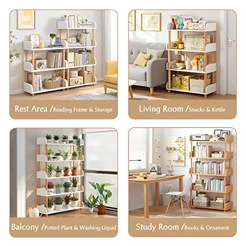 OSCHF 5-Tier Wooden Open Bookcase, Warm White - color: Warm White, size: 5-tier