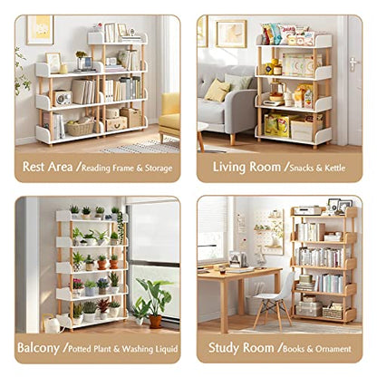 OSCHF 5-Tier Wooden Open Bookcase, Warm White - color: Warm White, size: 5-tier