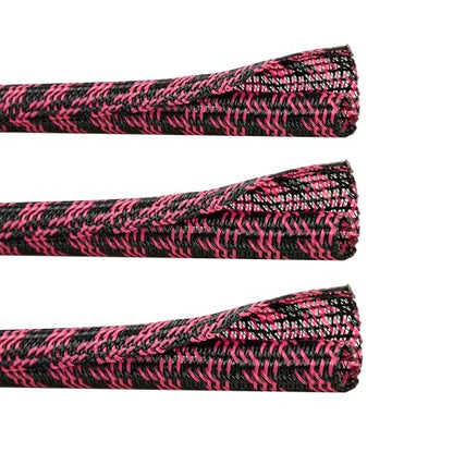 Cable Sleeve 3/4 Inch x 50FT Self-Wrapping Wire Loom - color: Black pink, size: 3/4"-50ft
