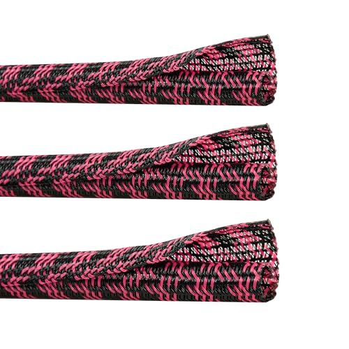 Cable Sleeve 1/2 Inch x 100FT Self-Wrapping Wire Loom - color: Black pink, size: 1/2"-100ft