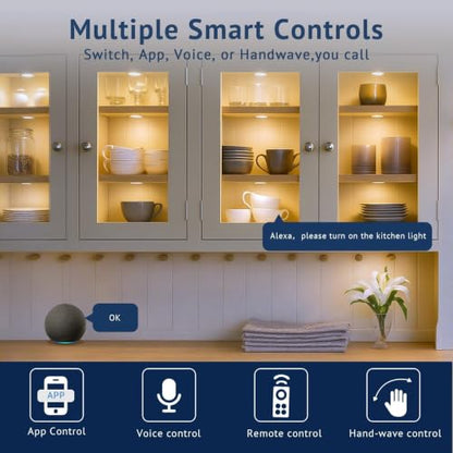V4light LED Puck Lights, Smart Under Cabinet Lighting with Remote, 4 Pack - color: Gray, size: 4 Pack