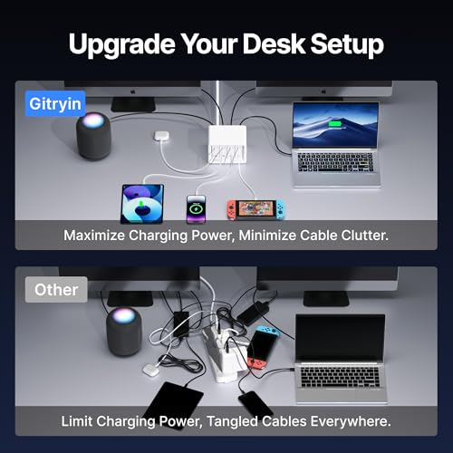 Gitryin 12-in-1 Desktop Charging Station, 160W USB Retractable GaN Charger - size: With 3 Type-C Chargers and 1 Lightning Charger