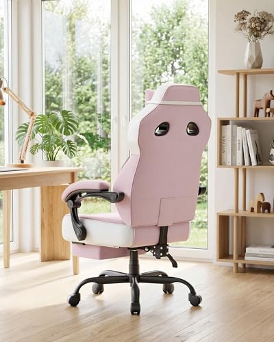 GTPLAYER Big & Tall Gaming Chair, Wide Seat with Footrest, Pink - color: 04 Pink