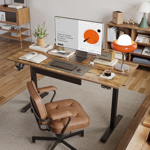 Agilestic 48*24 Inch Electric Standing Desk with Under Drawer, Rustic Brown - color: Basic Rustic Brown, size: 48x24 Inch
