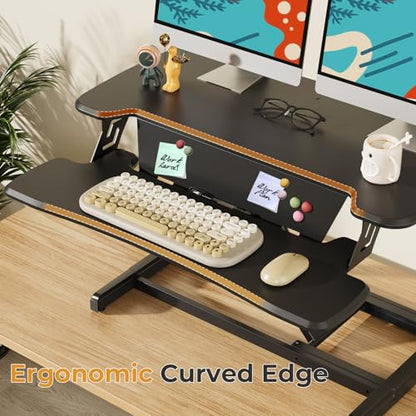 JOY worker Standing Desk Converter, 32" Height Adjustable Desk Riser, Black - color: Black, size: 32 inches