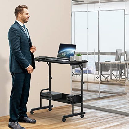 SHW 30.5" to 40.5" Mobile Standing Desk for Walking Pad Treadmill, Black | Height Adjustable great for Laptop Workstation