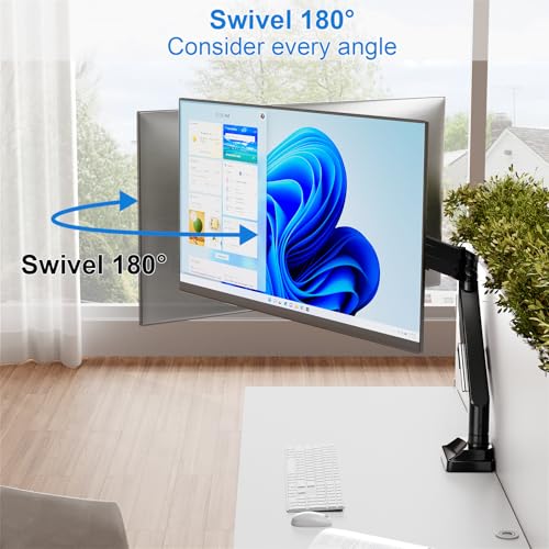 Single Monitor Mount for Max 43" Ultrawide Computer Screens | Hold up 2.2-33lbs Premium Monitor Arm Full Motion Gas Spring Heavy Duty Desk Mount Adjustable VESA Mount 75x75/100x100mm - style: Max 43"