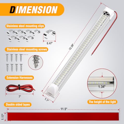 Nilight LED Interior Light Bar 4PCS 13.4 Inch Strip Lights - color: White Interior Lights-13.4" 4PCS