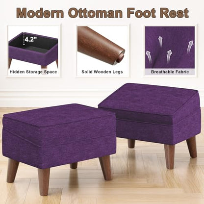 FAGAGA Storage Ottoman, Small Foot Stool Ottoman with Adjustable Lid - color: Purple, size: 11.8"D x 15.8"W x 11.3"H