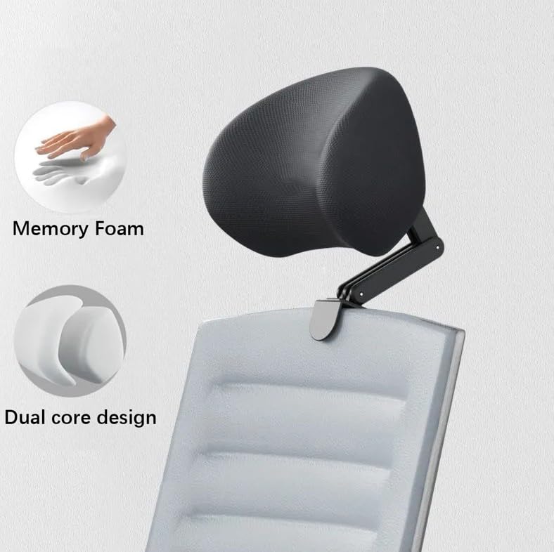 Premium Memory Foam Adjustable Headrest Attachment,Office Universal Chair Clamp on Neck Headrest for 5cm Thick Computer Chair Desk Chair