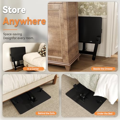 Monomi 25“ Mobile Folding Desk,Pneumatic Sit-Stand Table,No Assembly,Black | Height Adjustable Rolling Laptop Desk,Space-Saving Portable Small Desk with Wheels,Ideal for Home Office,Craft & Study - color: Black