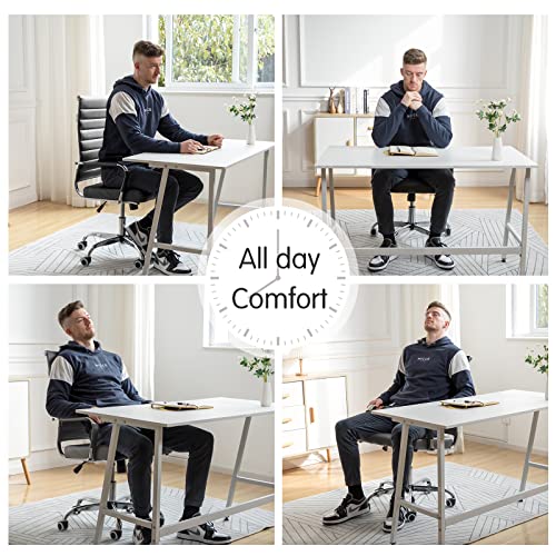 Home Office Chair Ribbed, Modern Leather Conference Room Chairs, Ergonomic Office Desk Chair, High Back Executive Computer Chair, Adjustable Swivel Chair with Arms (Grey) - color: Grey