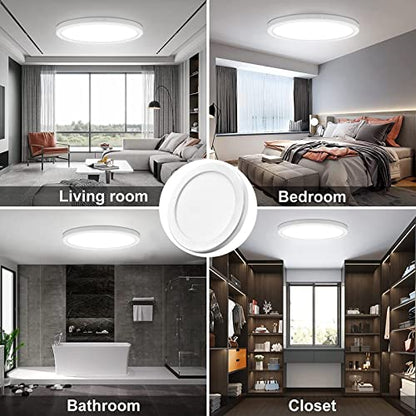 ETL Certified 11 inch Ceiling Light Flush Mount, Ultra Slim 0.63" Thick Round Flat LED Ceiling Lamp Dimmable 5000K Ceiling Light Fixtures for Bathroom, Kitchen, Bedroom, 3 Pack White - color: 3 Pack White, size: 11 inch