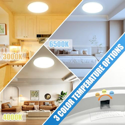 Allsmartlife LED Flush Mount Ceiling Light Fixture 1-Pack, 18 inch 36W 4650lm Flat Ceiling Light, 3000K/4000K/6500K, Round Ceiling Light Fixture for Bedroom, Living Room, Kitchen - color: White, size: 18inch 1-Pack