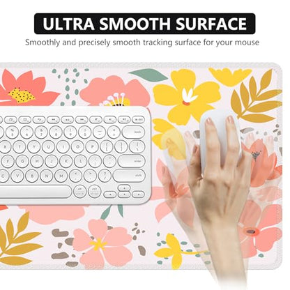 iCasso Desk Matt for Desktop,Cute Desk Pad Mat,Flowers Leaves - color: Flowers Leaves