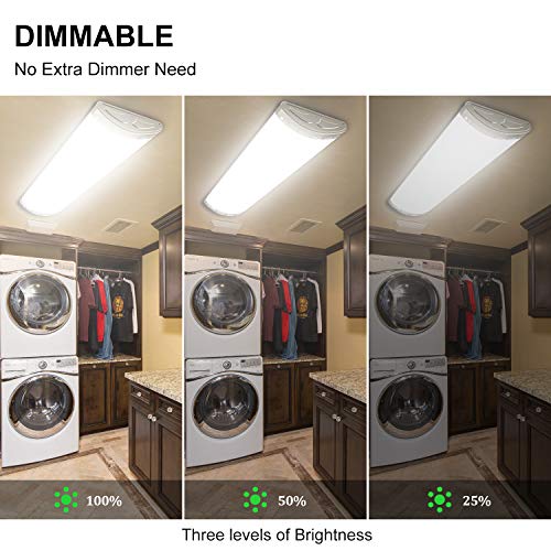 4FT Dimmable LED Light Fixture 80W 4000K Flush Mount, 2 Pack - size: 4FT