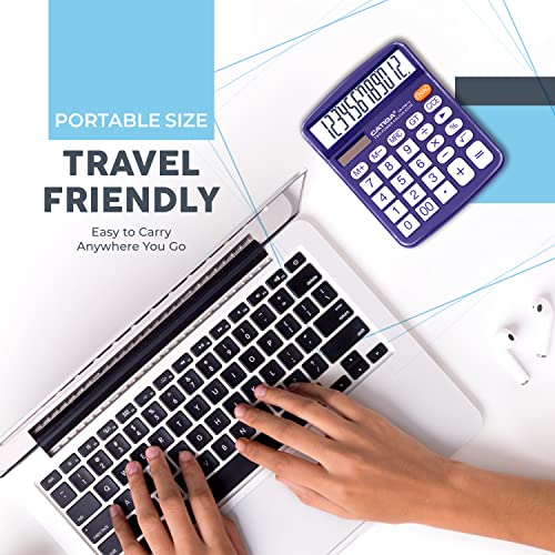 Desktop Calculator 12 Digit with Large LCD Display and Sensitive Button, Solar and Battery Dual Power, Standard Function for Office, Home, School, CD-2786 (Purple) - color: Purple