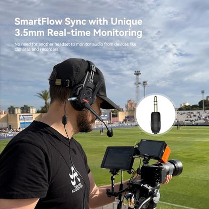 SYNCO Xtalk XPro2 Wireless Intercom Headset System for 2 Users, 500m | Full-Duplex Talk for 2 Users, ENC 2.0, Dual Antennas, 500m Range, 24-Hour Replaceable Battery and 3.5mm Monitoring - size: 2 PCS