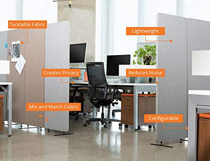 Stand Up Desk Store ReFocus Clamp-on Acoustic Desk Divider Privacy Panel that Reduces Noise and Visual Distractions (Cool Gray, 47.25" x 23.6", 23.6" x 23.6", & 23.6" x 23.6") - color: Cool Gray, size: 48" Set