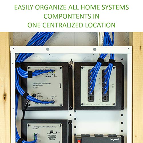 Legrand - OnQ 14 Inch Cable Management, In-Wall 20-Gauge Media Box, Structured Wiring Enclosure with 2.5 Inch Openings for Wires, Glossy White, EN1400