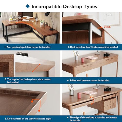 BONTEC Ergonomic Desk Extender Tray, 9.5"x9.1" Table Mount Arm Wrist Rest Shelf, 90° Foldable Elbow Support, Clamp on Computer Arm Rest for Desk, Office & Home Use, Durable & Easy to Install | 90°Foldable Elbow Support, Table Mount Arm, Clamp on Computer